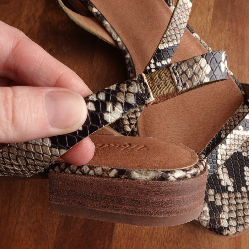 Madewell Snake Print Leather Sandals in Beige Black - Picture 10 of 14